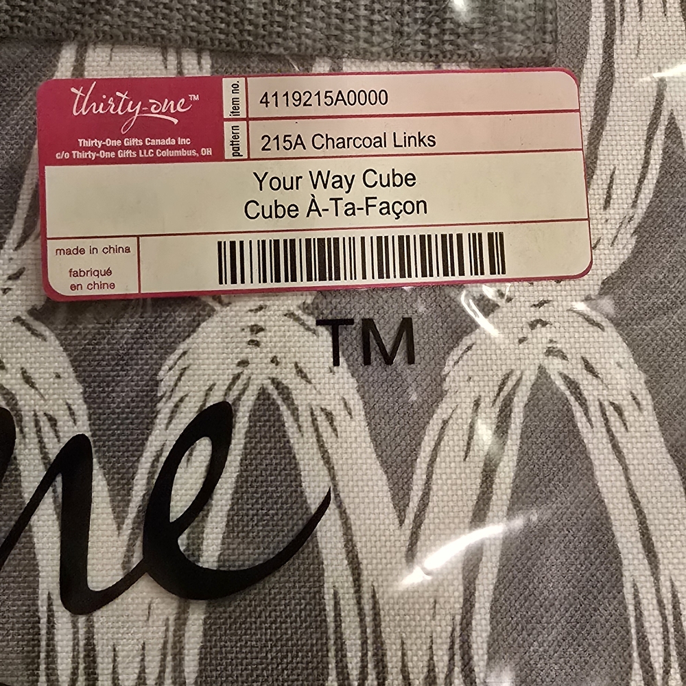 NWT Thirty-One Your Way Cube – Charcoal Links Storage Bin – $20